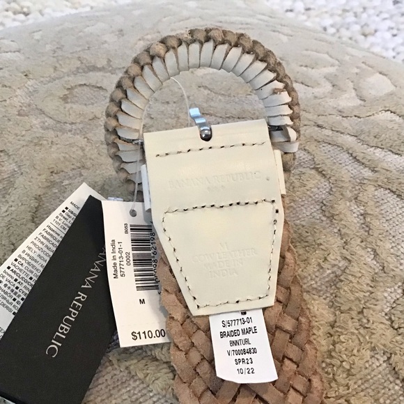Banana Republic Braided Leather Belt Ivory Maple/Natural Size M, NWT - Picture 5 of 5